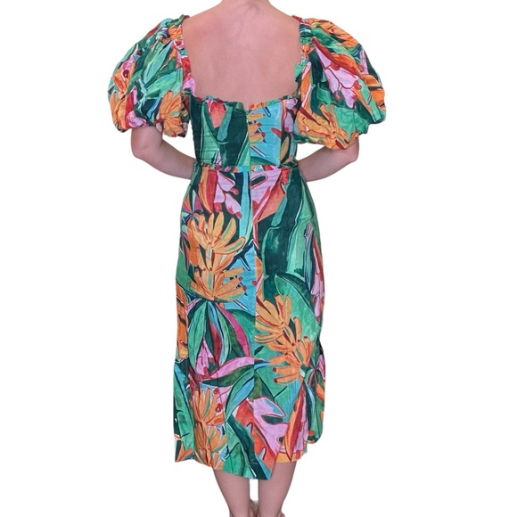 Farm Rio Puff Sleeve Midi Dress - Picture 2 of 9